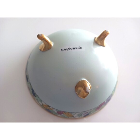 Hand Painted Signed Alpha Walker Witt Ornate Art Bowl Gilt Blank Vintage - Picture 6 of 14